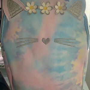 Mini Backpack Kitty w/ Daisies Pink & Light Blue Tie Dye